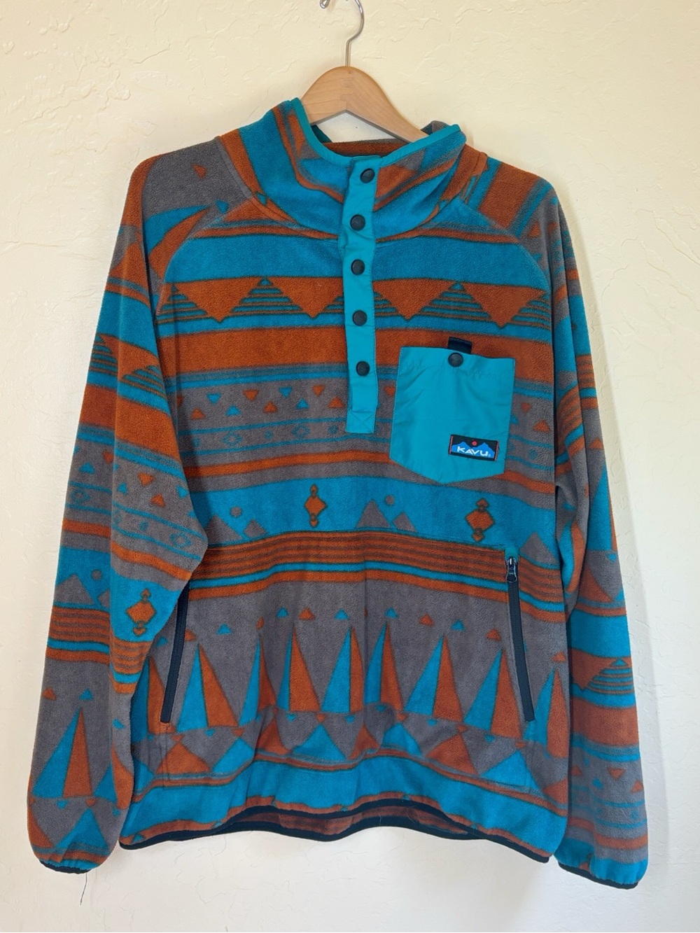 Kavu Geometric Fleece Pull-Over Hiking Camping XXL